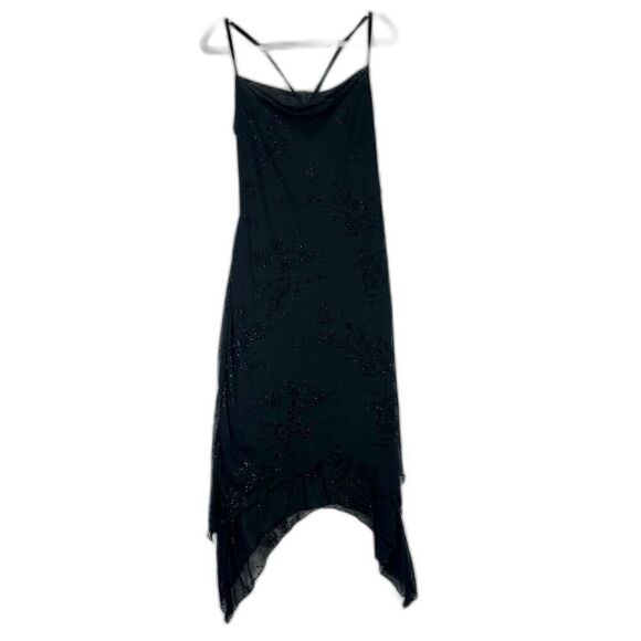 Jonathan Martin Vintage Whimsigoth Fairy Midi Dress Size Medium Black Stretch - Picture 1 of 10